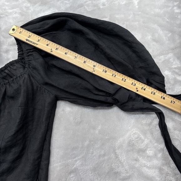 OLIVACEOUS Women’s Crop Top S Black Off Shoulder Balloon Sleeve Side Zip Boho - Picture 11 of 11